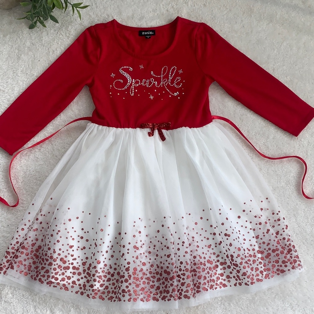 Zunie Red “Sparkle” Holiday Dress 6 EUC Christmas - Picture 1 of 12